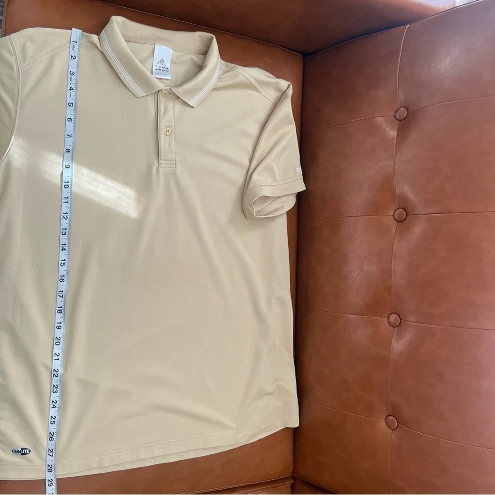 Adidas Climalite Golf Polo Shirt Y2K Men’s Sz L Beige Athletic Athleisure